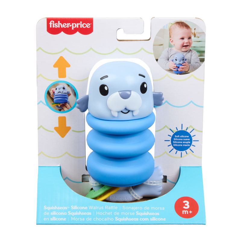 Fisher-Price® Κουδουνίστρα Σιλικόνης Θαλάσσιος Ίππος - Squishseas™ Silicone Walrus Rattle