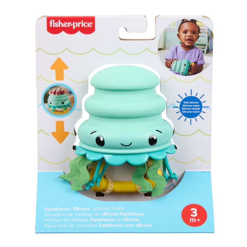 Fisher-Price® Κουδουνίστρα Σιλικόνης Μέδουσα - Squishseas™ Silicone Jellyfish Rattle