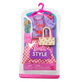 Mattel Barbie Βραδινά Σύνολα Μωβ Μπλούζα Cherries και Καρό Φούστα με Αξεσουάρ (GWC27)