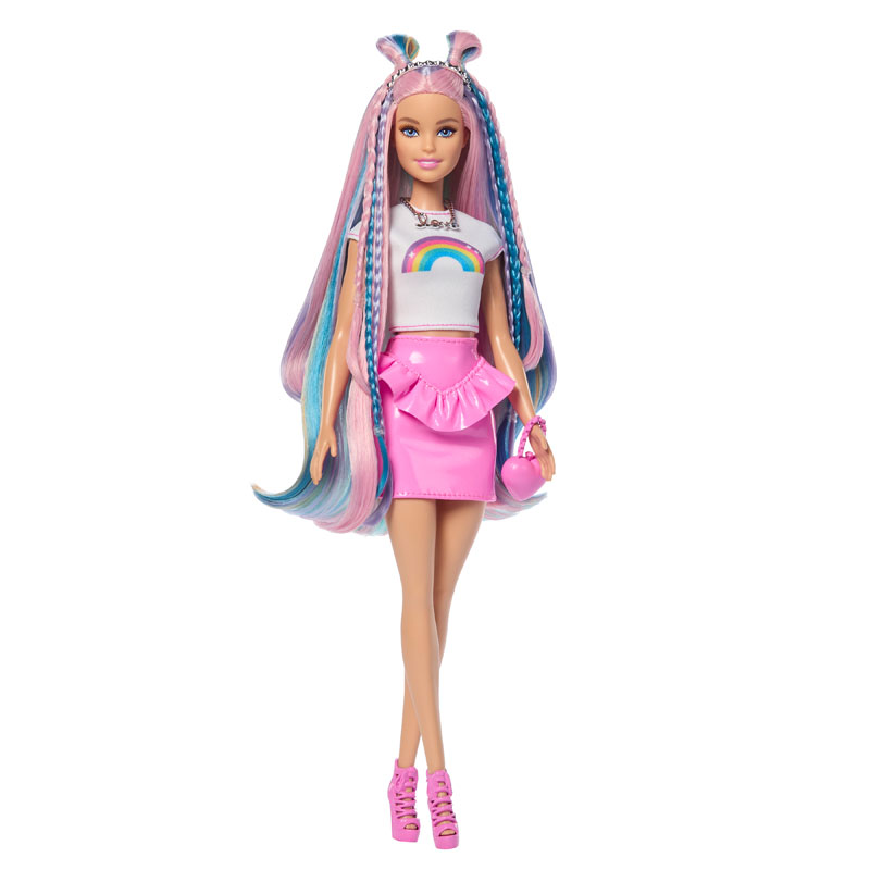Λαμπάδα Mattel Barbie Rainbow Sparkle Hair Fashion Doll Πολύχρωμα Μαλλιά με Γκλίτερ JJP07