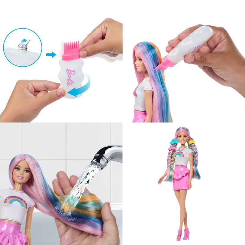 Λαμπάδα Mattel Barbie Rainbow Sparkle Hair Fashion Doll Πολύχρωμα Μαλλιά με Γκλίτερ JJP07