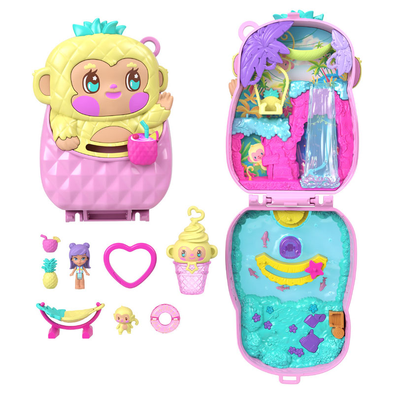 Mattel Polly Pocket™ & Adventures Compact Play Set E Ο κόσμος της Polly Pineapple Monkey Compact