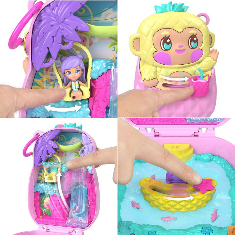 Mattel Polly Pocket™ & Adventures Compact Play Set E Ο κόσμος της Polly Pineapple Monkey Compact