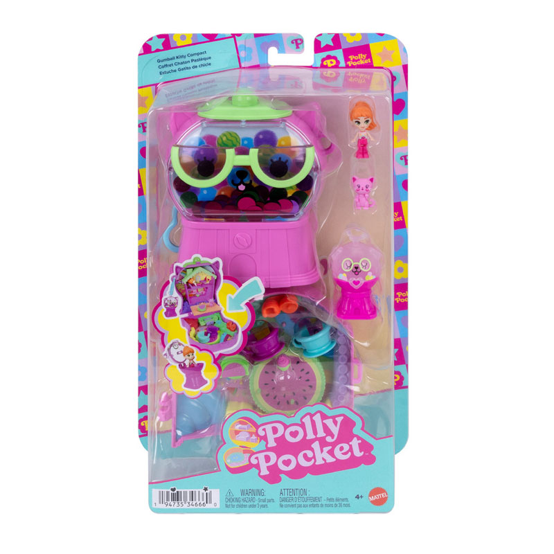 Mattel Polly Pocket™ & Adventures Compact Play Set E Ο κόσμος της Polly Gumball Kitty Compact