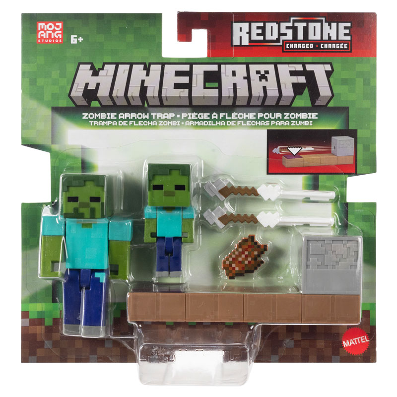 Mattel Minecraft Redstone Charged Βασική Φιγούρα με αξεσουάρ - Zombie Arrow Trap JKK03