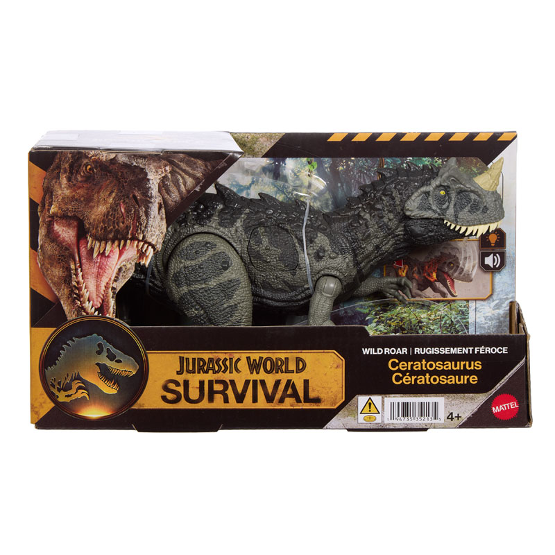 Mattel Jurassic World Survival Wild Roar Νέος Δεινόσαυρος με κινούμενα μέλη & ήχους Ceratosaurus