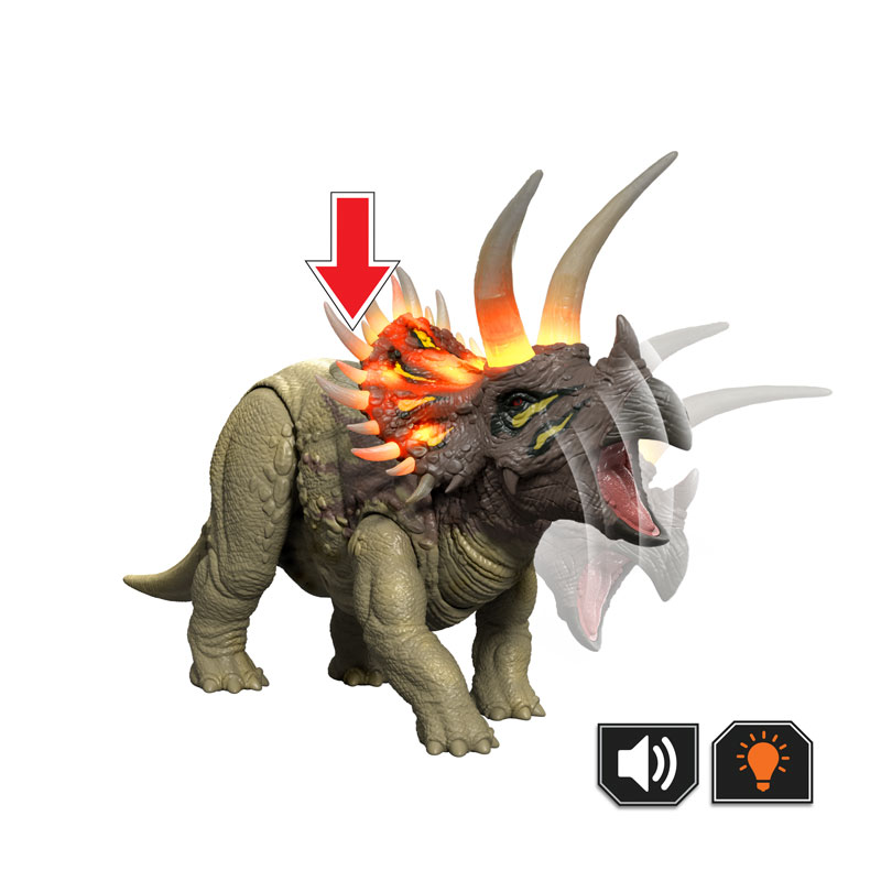 Mattel Jurassic World Survival Wild Roar D Δεινόσαυρος με κινούμενα μέλη & ήχους Triceratops