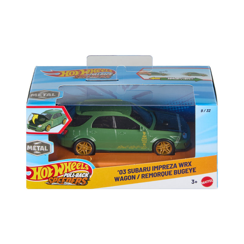 Mattel Hot Wheels Αυτοκινητάκι Pull Back Q 1:43 - '03 Subaru Impreza WRX Wagon JKP91