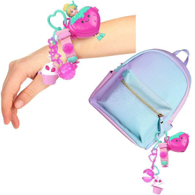 Mattel Polly Pocket Κούκλα με αξεσουάρ & μπρελόκ μεγάλο pack - Ροζ Φράουλα JKR54