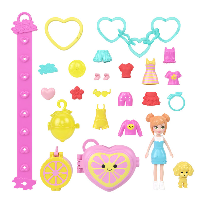 Mattel Polly Pocket Κούκλα με αξεσουάρ & μπρελόκ μεγάλο pack - Κίτρινο Λεμόνι JKR54