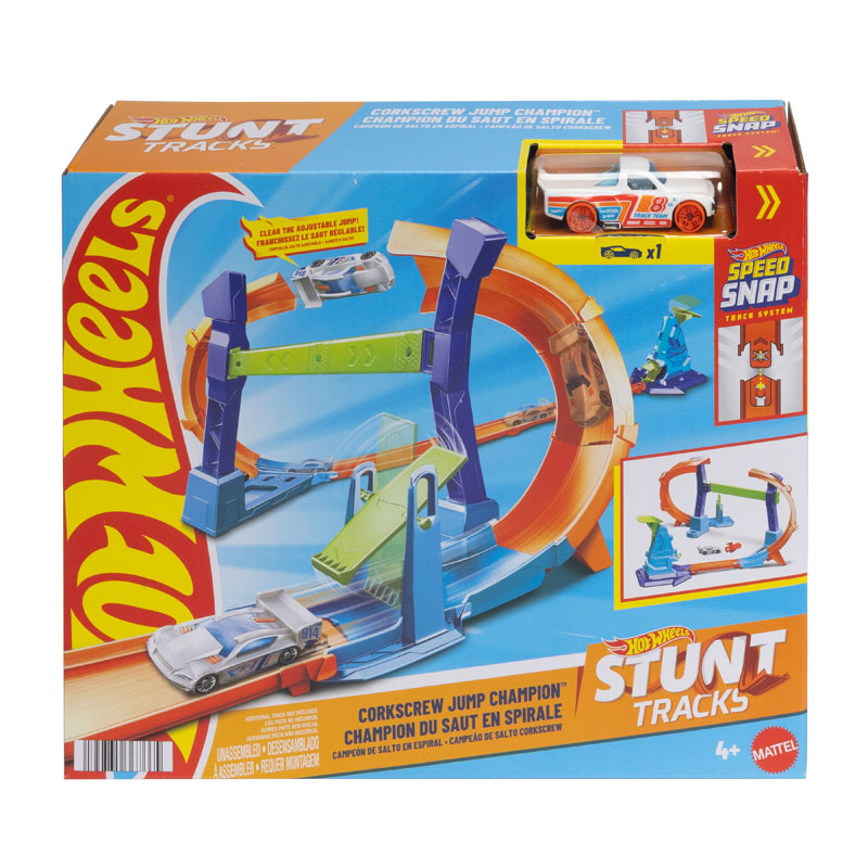 Mattel Hot Wheels Stunt Tracks Νέες Αγωνιστικές Πίστες - Corkscrew Jump Champion™ JLM91