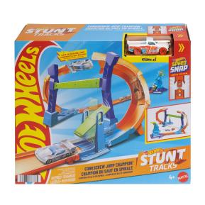 Mattel Hot Wheels Stunt Tracks Νέες Αγωνιστικές Πίστες - Corkscrew Jump Champion™ JLM91