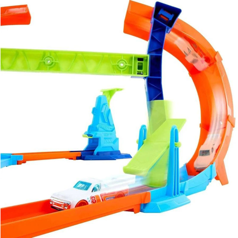 Mattel Hot Wheels Stunt Tracks Νέες Αγωνιστικές Πίστες - Corkscrew Jump Champion™ JLM91