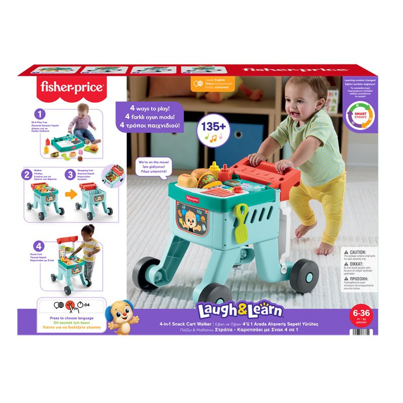 Fisher-Price® Laugh & Learn® 4-in-1 Snack Cart Walker Εκπαιδευτικό Καροτσάκι για ψώνια 4-Σε-1 JLM95