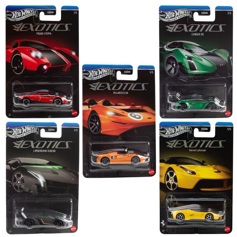 Mattel Hot Wheels Αυτοκινητάκια Exotics Envy Silver Series Σετ των 5 (1-5)