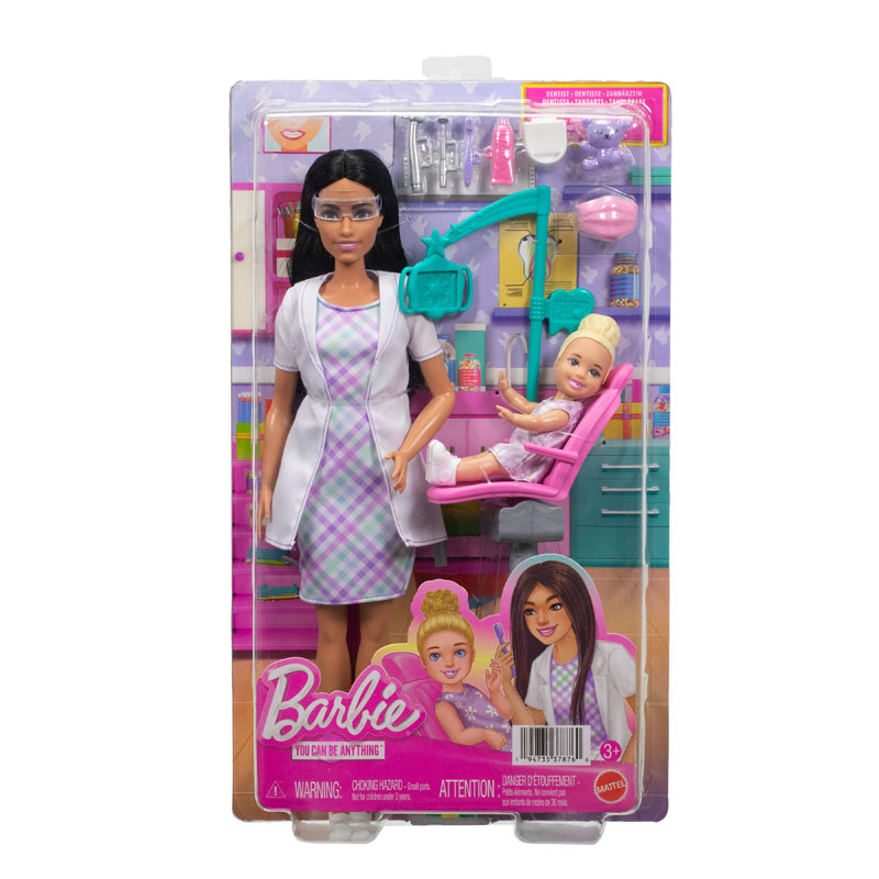 Mattel Barbie Σετ Επαγγέλματα με παιδάκια - Οδοντίατρος Μελαχρινή JMK15