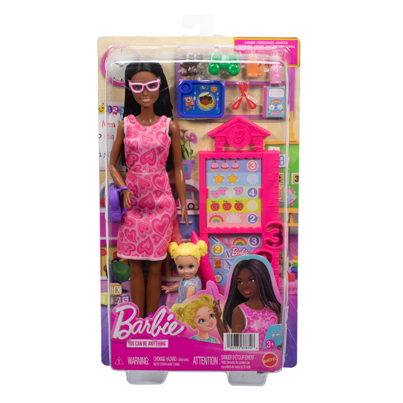 Mattel Barbie Σετ Επαγγέλματα με παιδάκια - Δασκάλα Μελαχρινά μαλλιά JMK17