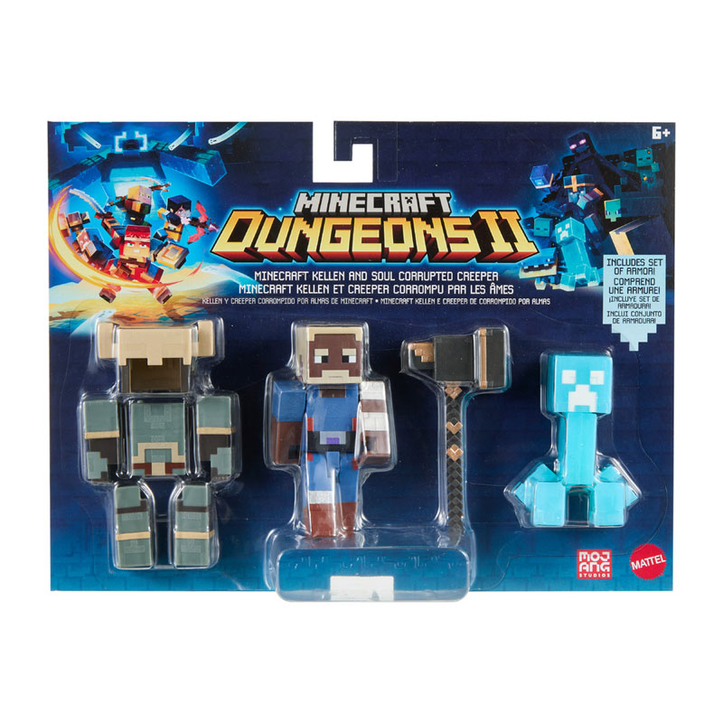 Mattel Minecraft Dungeons 2 Φιγούρα με Αξεσουάρ - Minecraft Kellen & Soul Corrupted Creeper