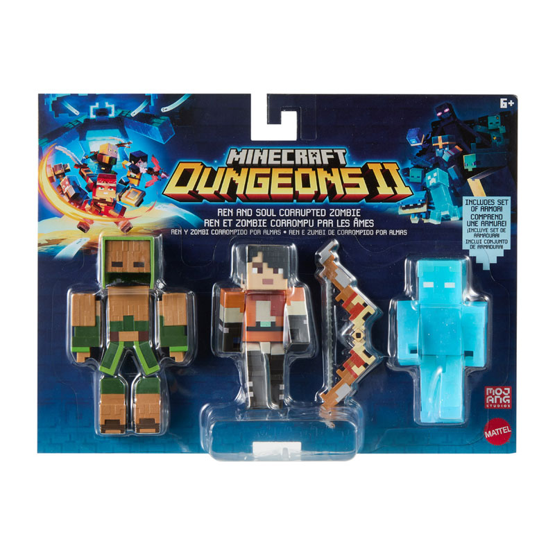 Mattel Minecraft Dungeons 2 Φιγούρα με Αξεσουάρ - Ren & Soul Corrupted Zombie