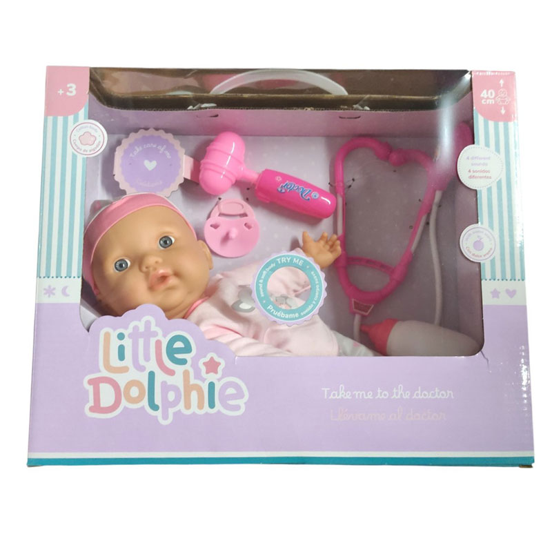 Little Dolphie Μωρό 40cm με αξεσουάρ Σετ Γιατρού & Ήχους LD14