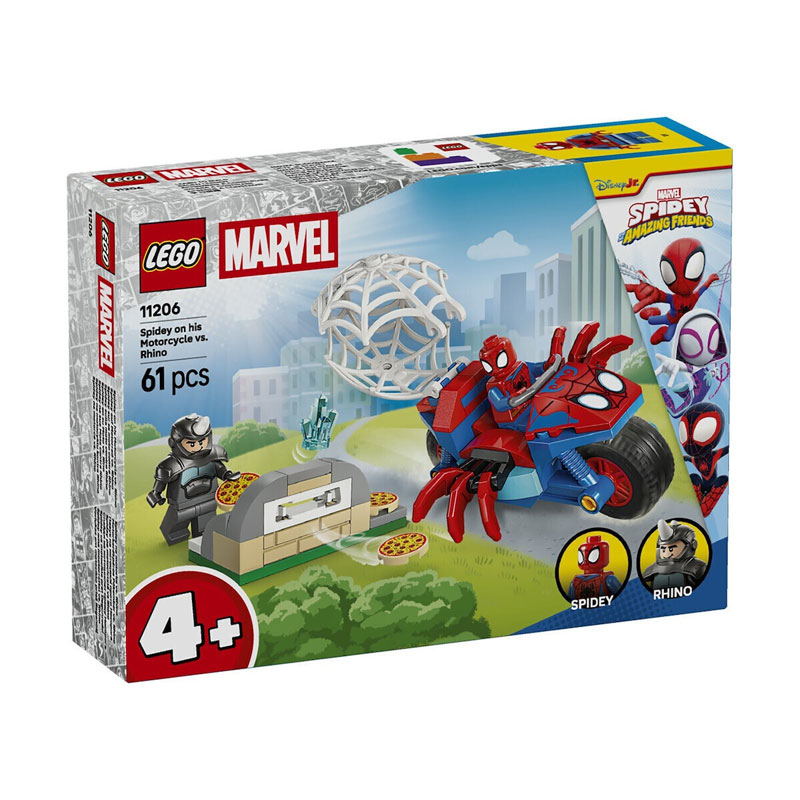 LEGO Marvel Spidey On His Motorcycle vs. Rhino 11206