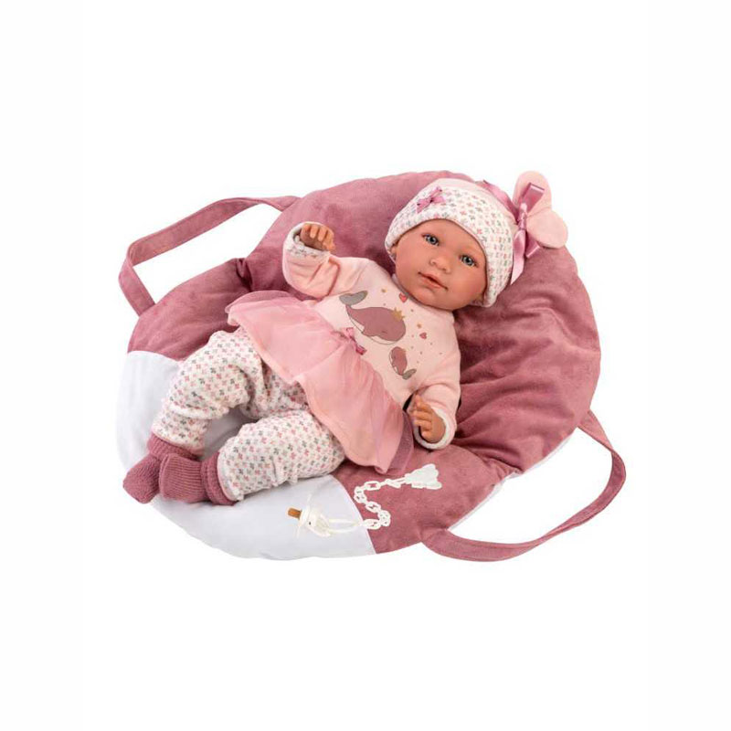 Llorens Μωρό Νεογέννητο που κλαίει με Ροζ Πορτμπεμπε 42cm