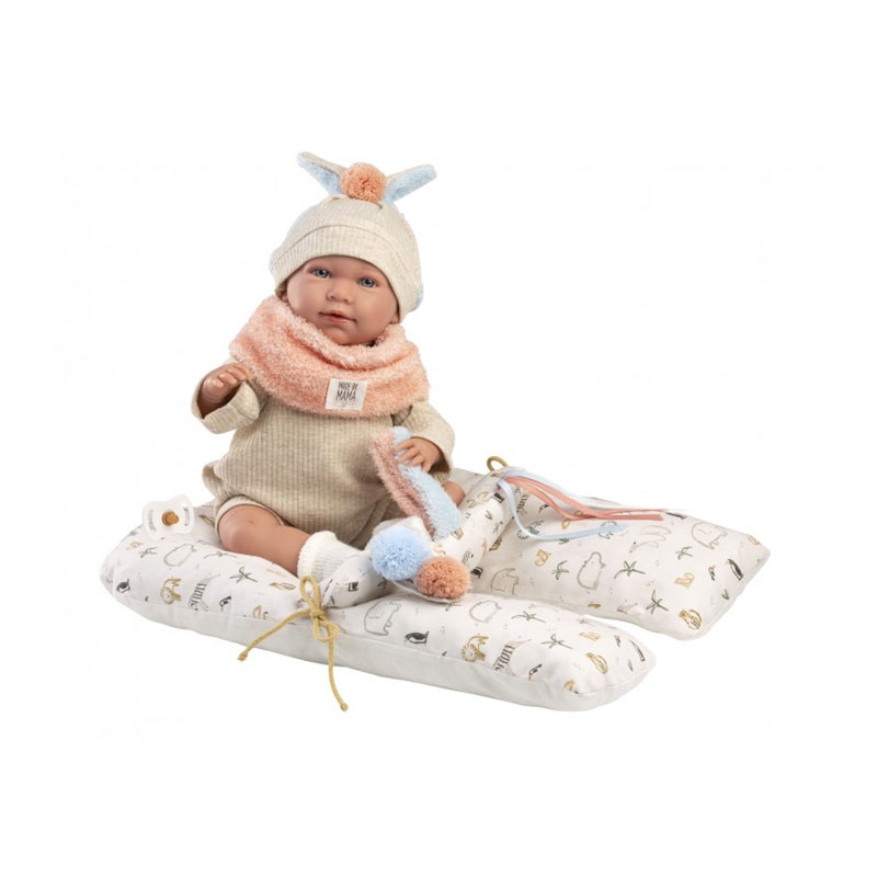 Llorens Μωρό Νεογέννητο που κλαίει Εκρού Φόρμα-Μαξιλάρι 42cm 74128