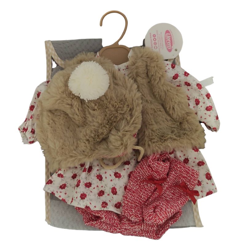 Llorens Σετ Ρούχων Γουνάκι, Σκουφάκι & Φόρεμα Κούκλας 38cm