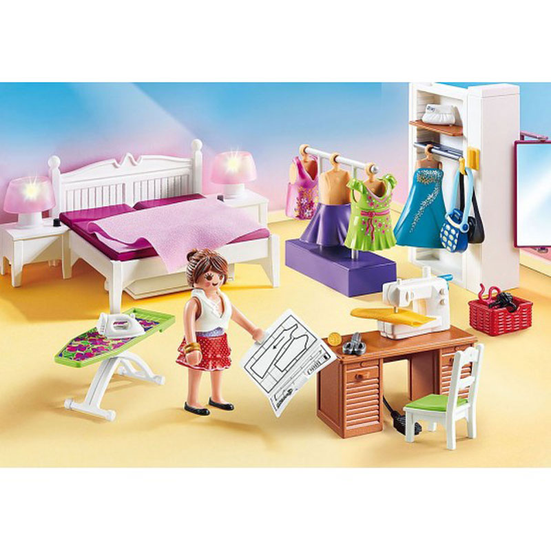 Playmobil Dollhouse Υπνοδωμάτιο με Ατελιέ ραπτικής κουκλόσπιτου 70208