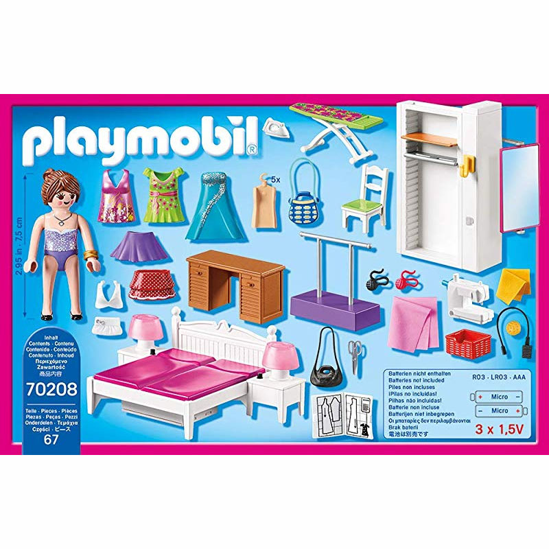 Playmobil Dollhouse Υπνοδωμάτιο με Ατελιέ ραπτικής κουκλόσπιτου 70208