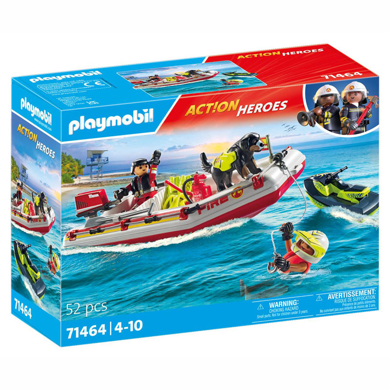 Playmobil City Action Heroes Φουσκωτό σκάφος Πυροσβεστικής με θαλάσσιο scooter 71464