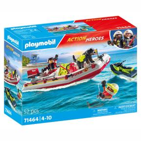 Playmobil City Action Heroes Φουσκωτό σκάφος Πυροσβεστικής με θαλάσσιο scooter 71464