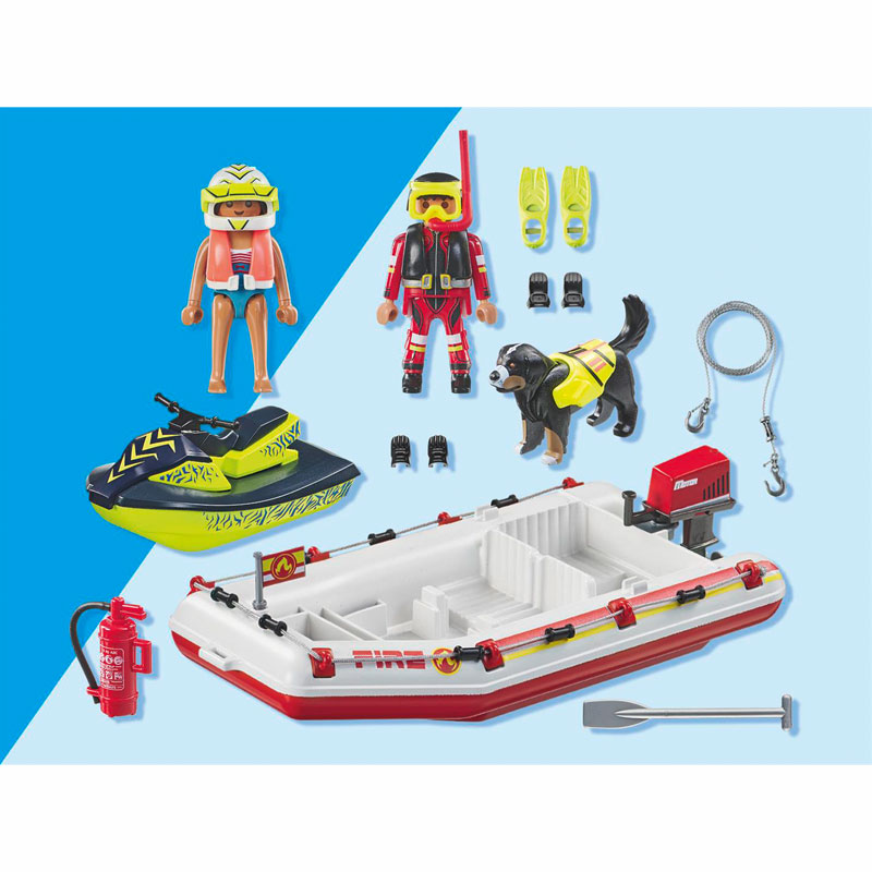 Playmobil City Action Heroes Φουσκωτό σκάφος Πυροσβεστικής με θαλάσσιο scooter 71464