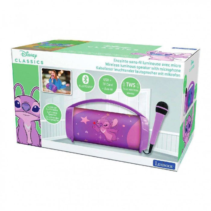 Lexibook Φορητό Ηχείο Bluetooth με Φωτισμό και Μικρόφωνο Disney Stitch Angel BTP585D1Z