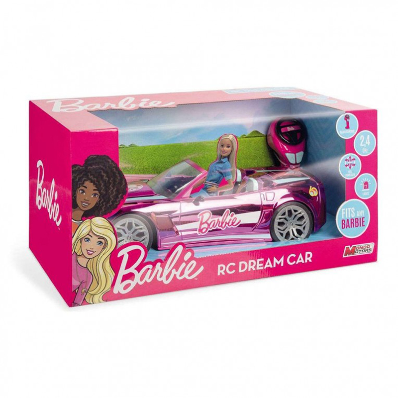 Real Fun Barbie Τηλεκατευθυνόμενο R/C Όχημα Dream Car 2.4GHz Ροζ Χρώμιο M63619