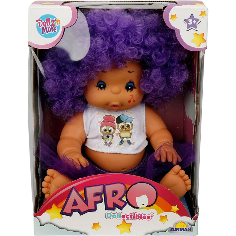 Sunman Κούκλα Dollectibles Afro Baby 23cm Μωβ μαλλιά