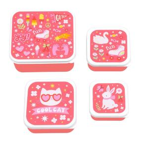 A Little Lovely Company Fun Σετ 4 δοχεία φαγητού Lunch & Snack Box SBSEFU75
