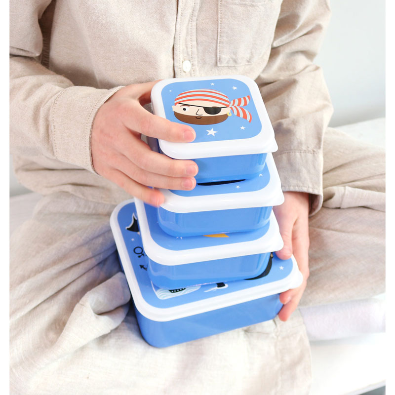 A Little Lovely Company Pirates Σετ 4 δοχεία φαγητού Lunch & Snack Box SBSEPI80