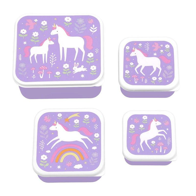 A Little Lovely Company Unicorn Dreams Σετ 4 δοχεία φαγητού Lunch & Snack Box SBSEUD73