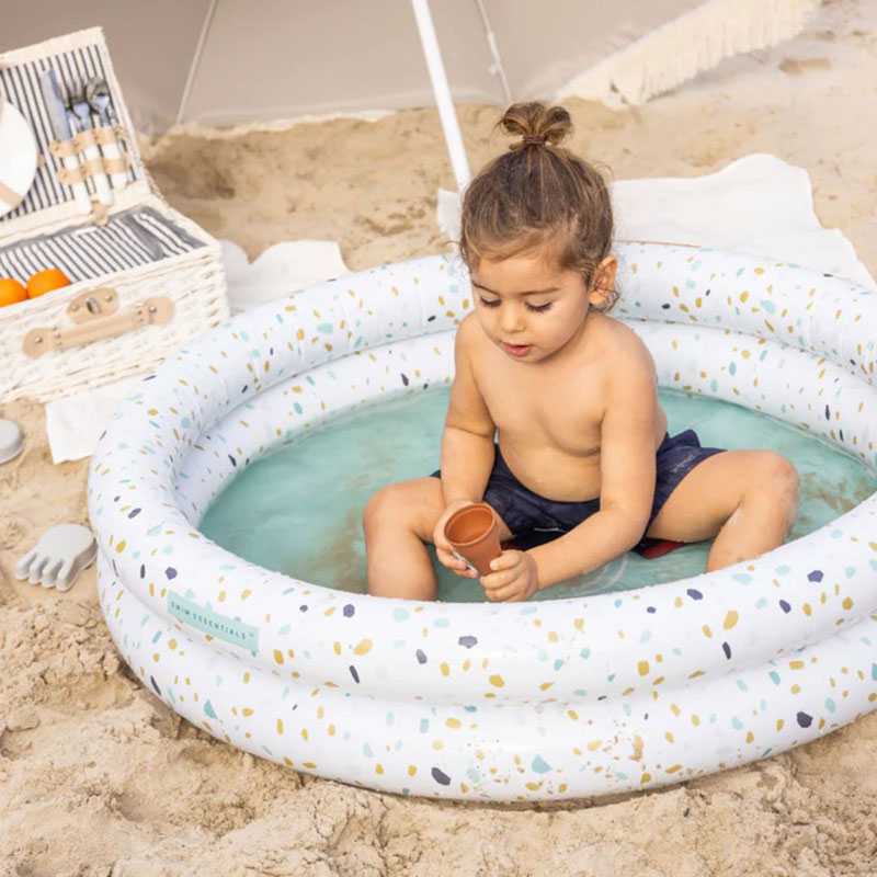 Swim Essentials Φουσκωτή πισίνα Ø100εκ. με δύο αεροθαλάμους για μωρά από 12μηνών+ White Terrazzo
