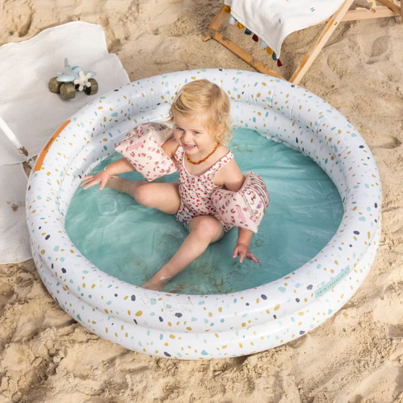 Swim Essentials Φουσκωτή πισίνα Ø100εκ. με δύο αεροθαλάμους για μωρά από 12μηνών+ White Terrazzo
