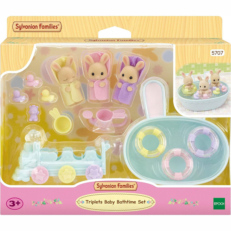 Sylvanian Families Triplets Baby Milk Rabbit Bathtime Set Τρίδυμα Κουνελάκια 5707