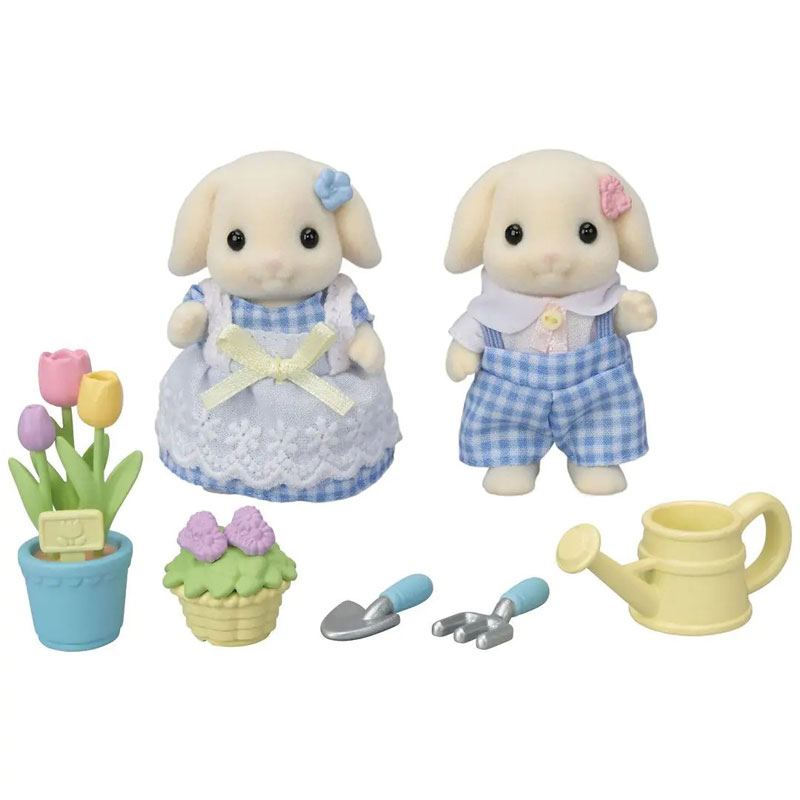 Sylvanian Families Blossom Gardening Set - Flora Rabbit Sister & Brother 5736