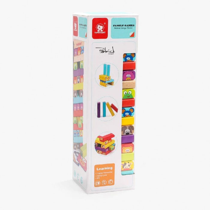 Top Bright Ξύλινο Επιτραπέζιο Animal Stacking Game - Πύργος Ισορροπίας Ζωάκια 120314