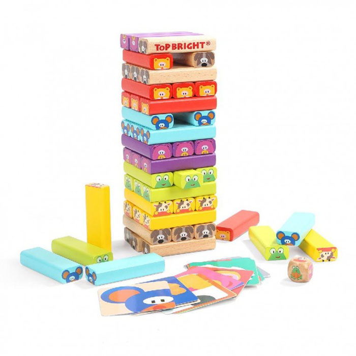 Top Bright Ξύλινο Επιτραπέζιο Animal Stacking Game - Πύργος Ισορροπίας Ζωάκια 120314