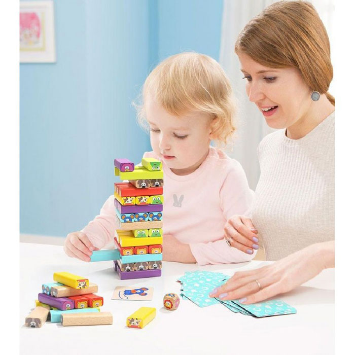 Top Bright Ξύλινο Επιτραπέζιο Animal Stacking Game - Πύργος Ισορροπίας Ζωάκια 120314