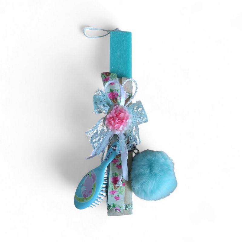 Χειροποίητη Λαμπάδα Mini Brush With PomPom Turquoise Unicorn TOY-94-2026